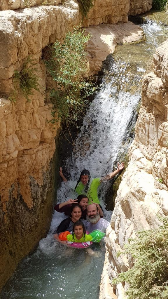 Shalom Miller, Tuvia Miller, Tiferet Miller, Emunah Miller, Elcanah Miller at Nahal Prat Nature reserve in Binyamin Region