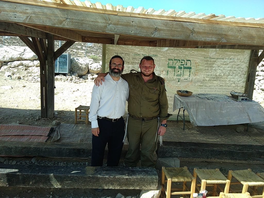 Rabbi Shalom Miller with IDF soldier Jason David Marx at the site of Ancient Shiloh 